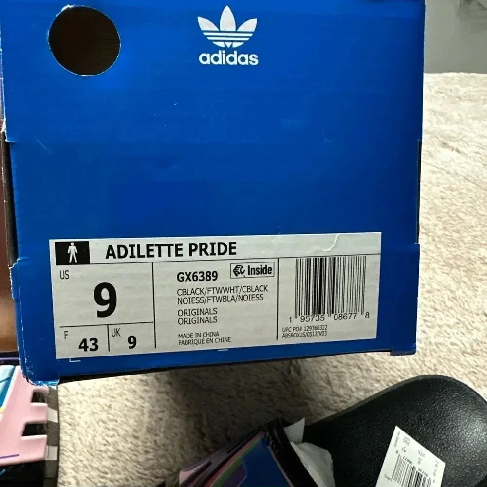 Adidas Men Adilette Pride Slide Sandals Black New With Tags
